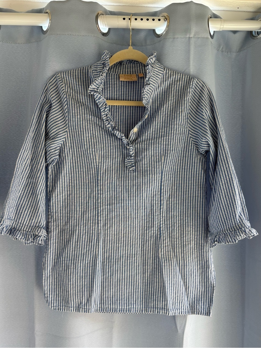 Rungolee XS blouse blue white stripe 3/4 sleeves cotton sold on tuckernuck